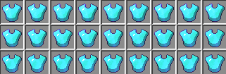 a row of blue armor pieces in a minecraft game