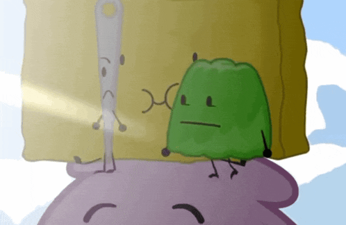 a cartoon drawing of a needle and a pillow
