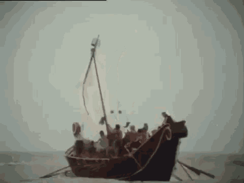 a boat with a sail is floating on the beach .