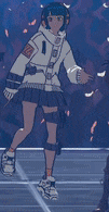 a person wearing roller skates is standing in front of a crowd of people .