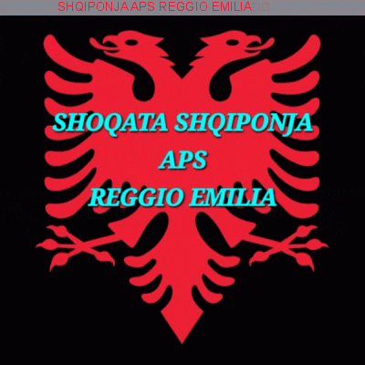 a red and black eagle with the words shoqata shoiponi aps reggio emilia written on it