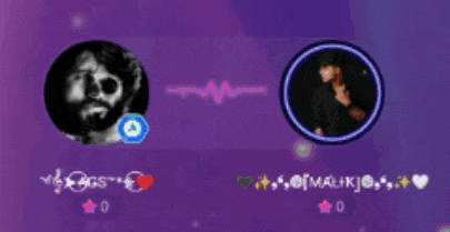 a man with a beard is in a purple circle next to another man with a beard