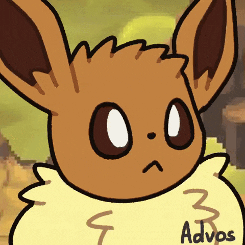 a drawing of an eevee with the name advos on the bottom