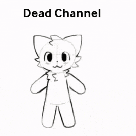a black and white drawing of a cat with the words `` dead channel '' written below it .