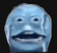 a close up of a cartoon character 's face with a surprised look on his face .
