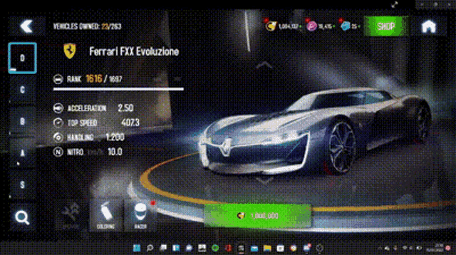 a computer screen shows a ferrari fixx evolutione