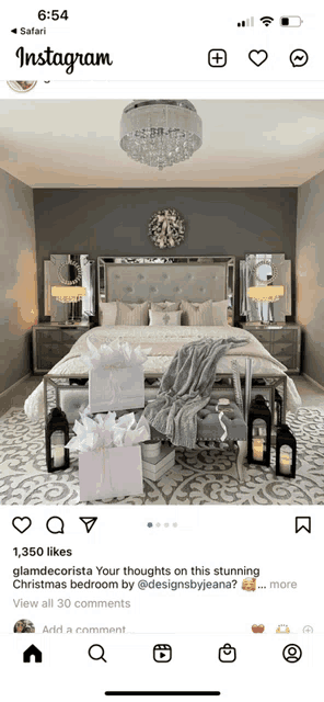 a screenshot of an instagram post showing a bedroom