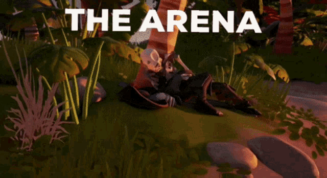 a video game called the arena is being played on a sandy island