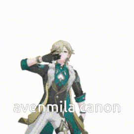 a cartoon character with the name avenmila canon on the bottom right