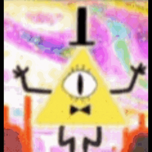 a picture of bill cipher from gravity falls on a colorful background