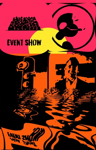 a poster for an event show shows a man in a bathing suit