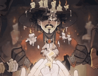 a cartoon of a man with candles on his face