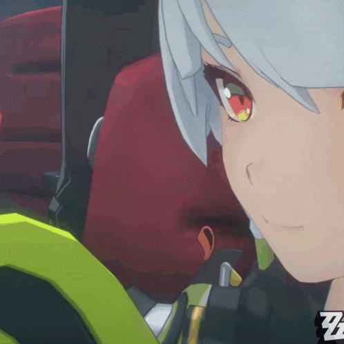a close up of a cartoon character with a zz logo in the corner