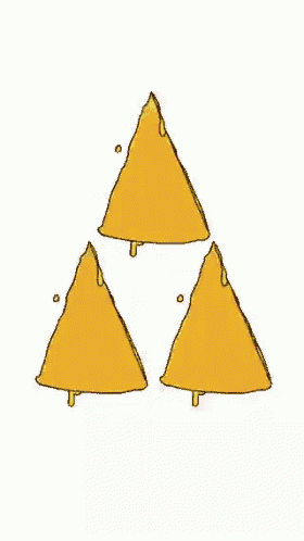 three slices of pizza stacked on top of each other on a white background .