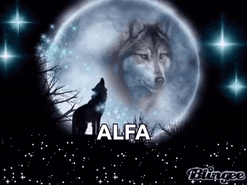 a wolf is howling at the moon in front of a full moon