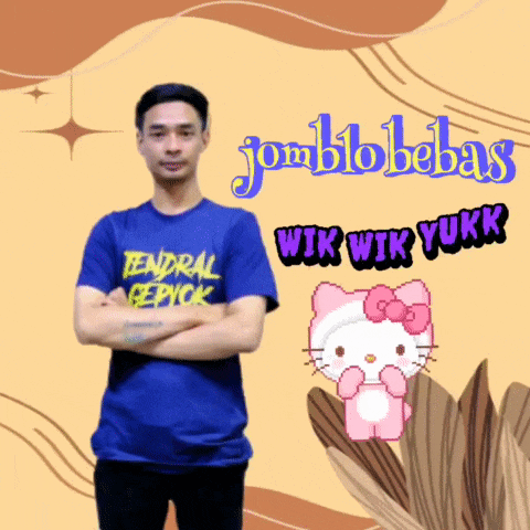 a man wearing a blue shirt that says tendral cepyak