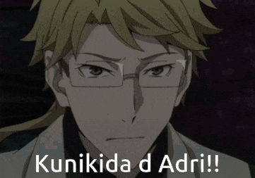 a picture of a man with glasses and the words " kunikida d adri !! "