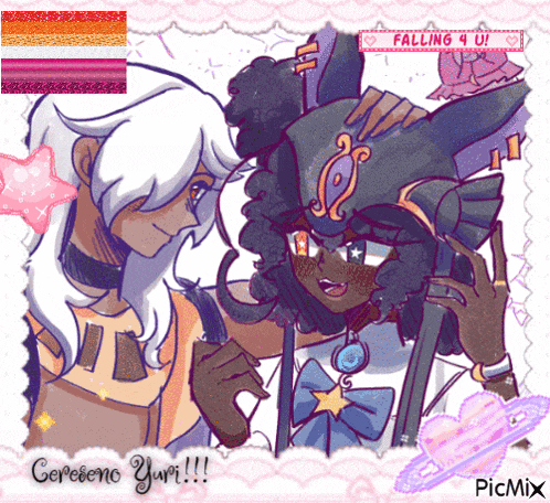 a picture of two anime characters with the words " falling 4 u " on the bottom