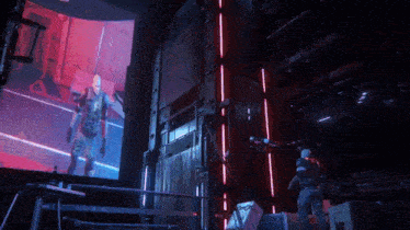 a video game being played in a dark room
