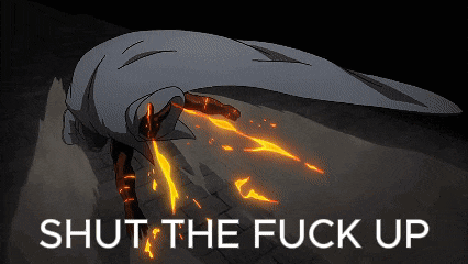 a cartoon drawing of a person with the words shut the fuck up