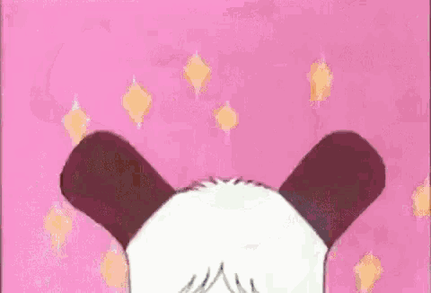 a cartoon dog is brushing his hair on a pink background .