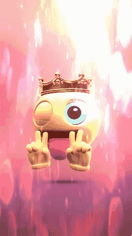 a cartoon character with a crown on its head