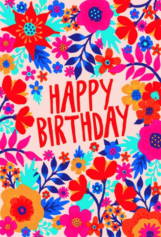 a birthday card with colorful flowers and the words " happy birthday "