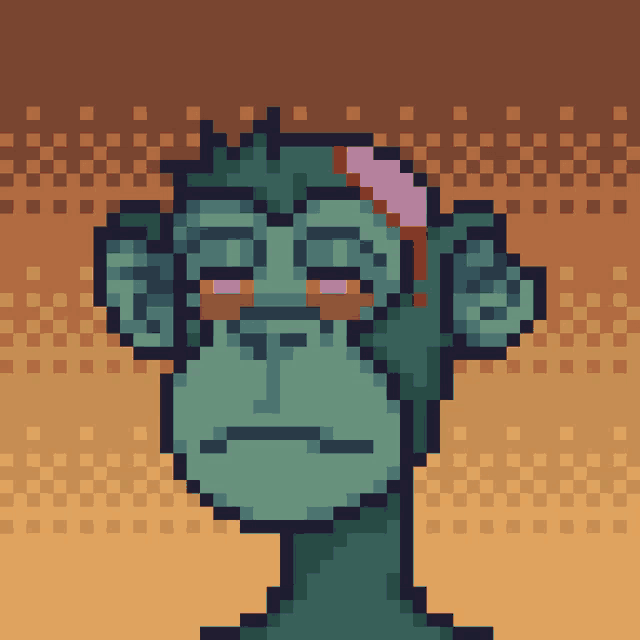 a pixel art drawing of a monkey with blood on his face