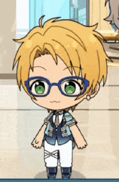 a cartoon character wearing glasses and a suit