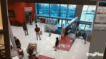 a picture of a target store is being displayed on a monitor