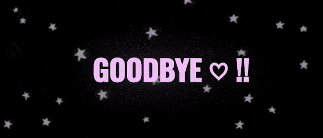 the word goodbye is surrounded by stars and hearts