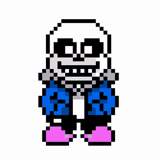 a pixel art drawing of sans from undertale .