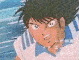 a close up of a cartoon character 's face with a serious look on his face