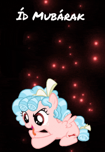 a picture of a pony that says id mubarak on it