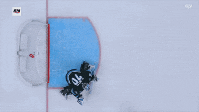 a hockey game is being shown on the sn network