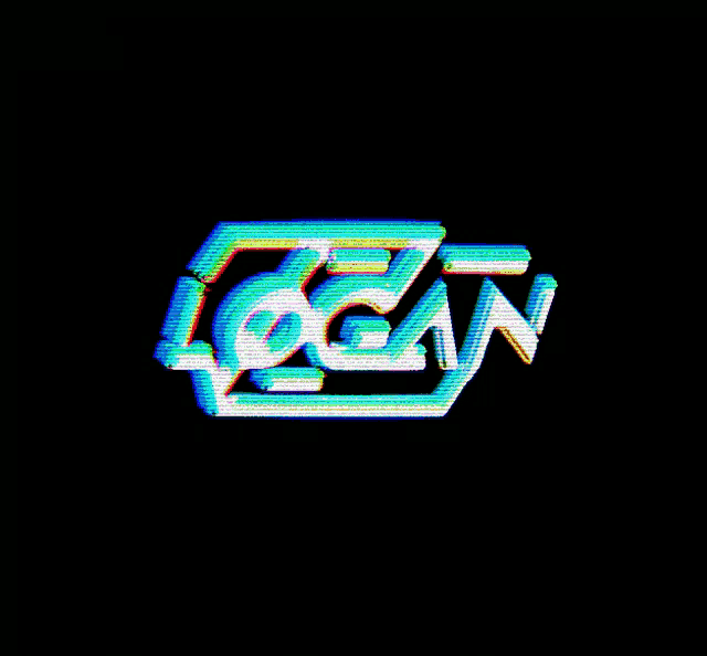 a logan logo with a glitch effect