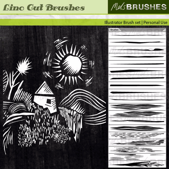 linocut brushes illustrator brush set personalize brushes