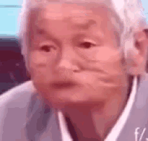 a close up of an elderly woman 's face with a blurred background .