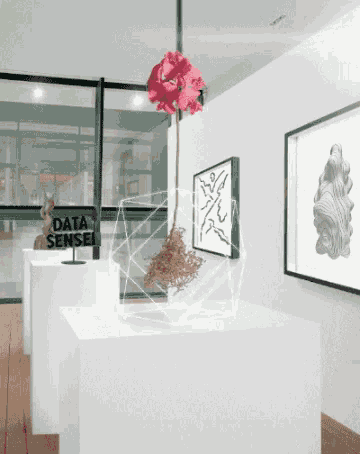 a room with a sign that says data sensel
