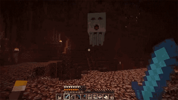 a screenshot of a minecraft game shows a lamp and a sword