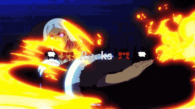 a cartoon character with the word racks above her
