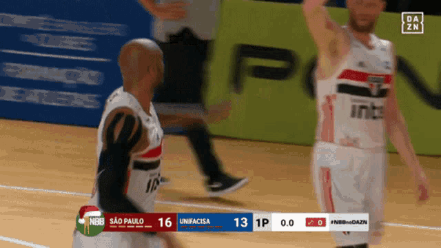 a basketball game is being played between sao paulo and unifacisa