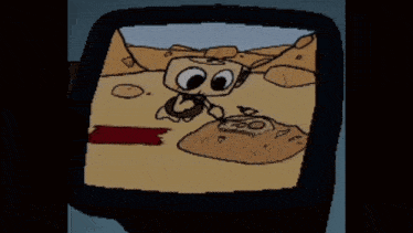 a cartoon of a man digging in the dirt with a red flag
