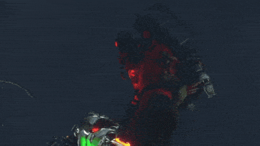 a car is driving through a dark forest at night