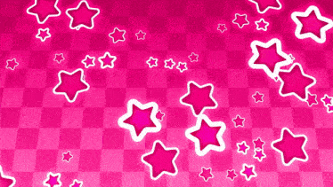 a pink checkered background with white stars on it