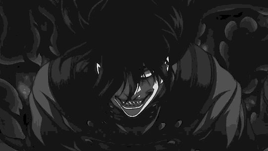 a black and white drawing of a cartoon character with a smiley face