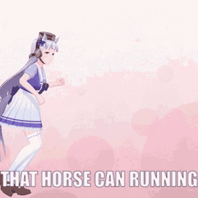 a picture of a girl with a long tail and the words that horse can running