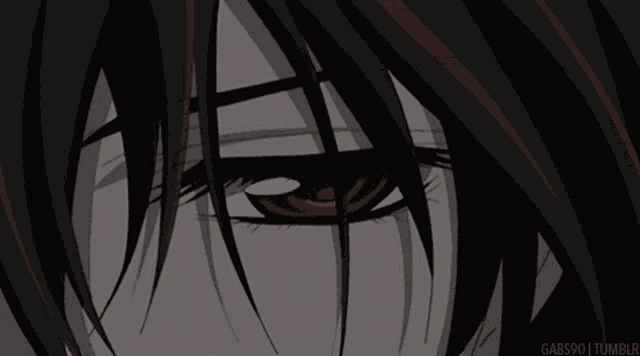 a close up of a person 's red eye with the words gabs90 tumblr in the corner
