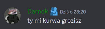 a picture of a dog with the words darnok and dzis o 23:20