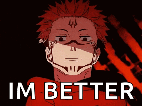 a red haired anime character with the words `` im better '' written on the bottom